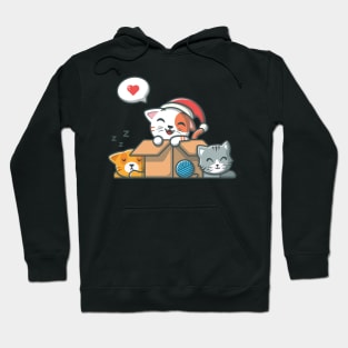 Cute cats in box cartoon Hoodie